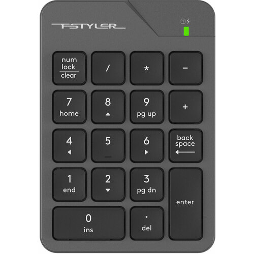 Числовой блок A4Tech FGK21C серый USB беспроводная slim для ноутбука серый, черный
