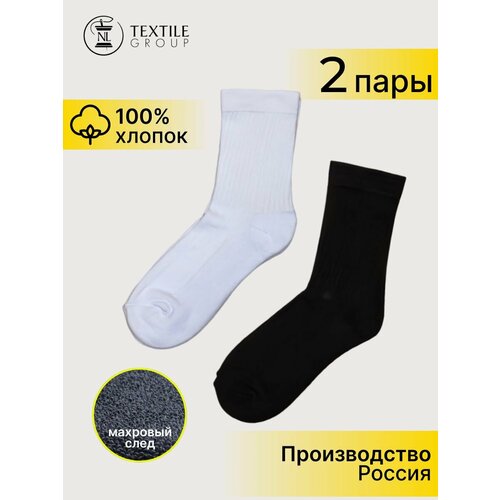 фото Носки nl textile group, 2 пары, размер 25-27, черный, белый