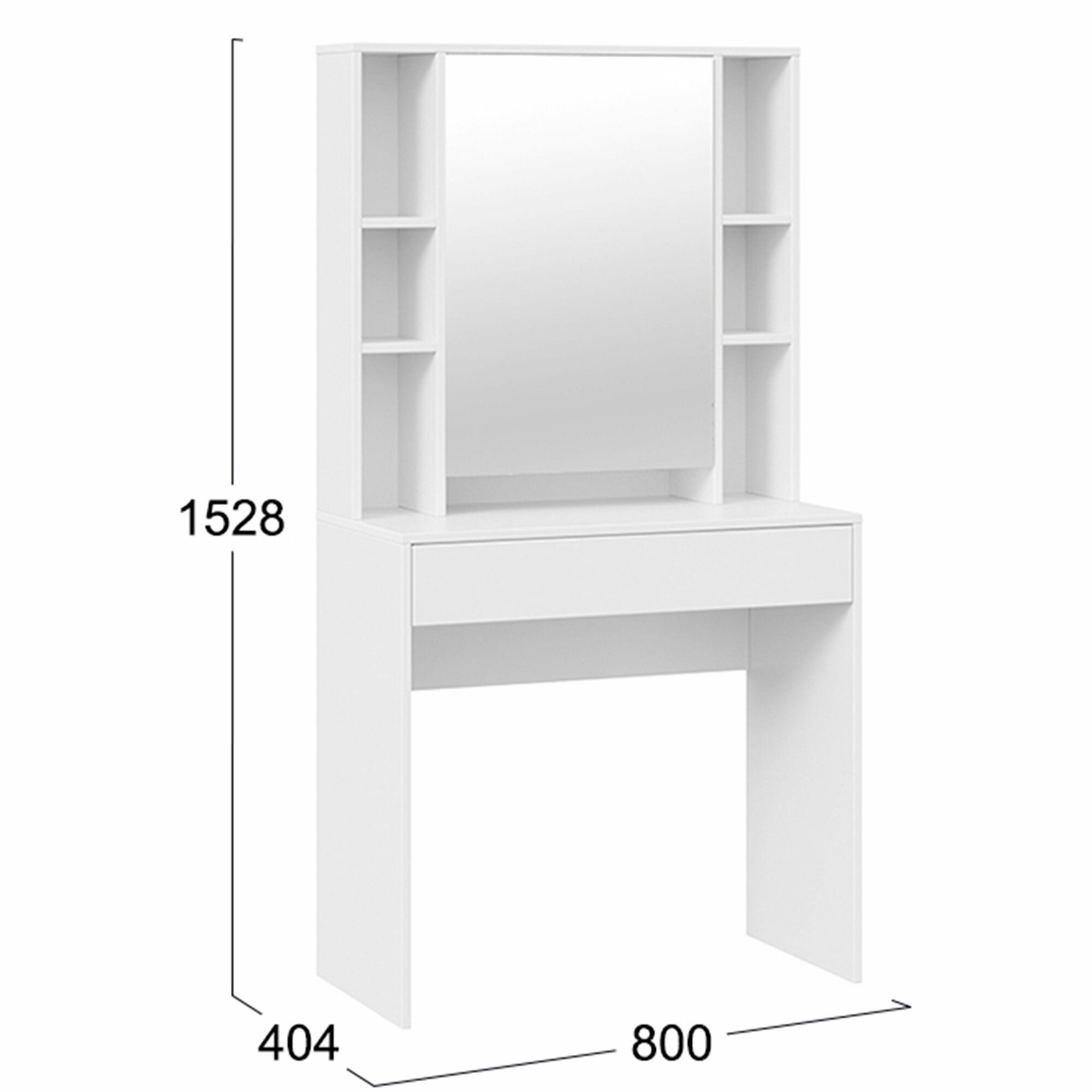 Туалетный столик с зеркалом, белый, ТриЯ, (ВхДхГ) 153х80х40 см, Салли Hoff - фото №6