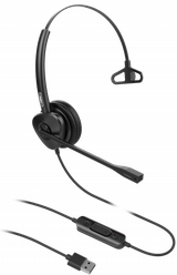 Fanvil HT301-U USB Headset, Leather cushions, 260° bendable boom arm, Dual Color LED Indicator, Supports ENC technology Noise Cancellation, Mono Heads
