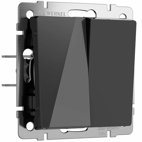 Проходной двухклавишный выключатель/переключатель Werkel W1122048 черный акрил IP20