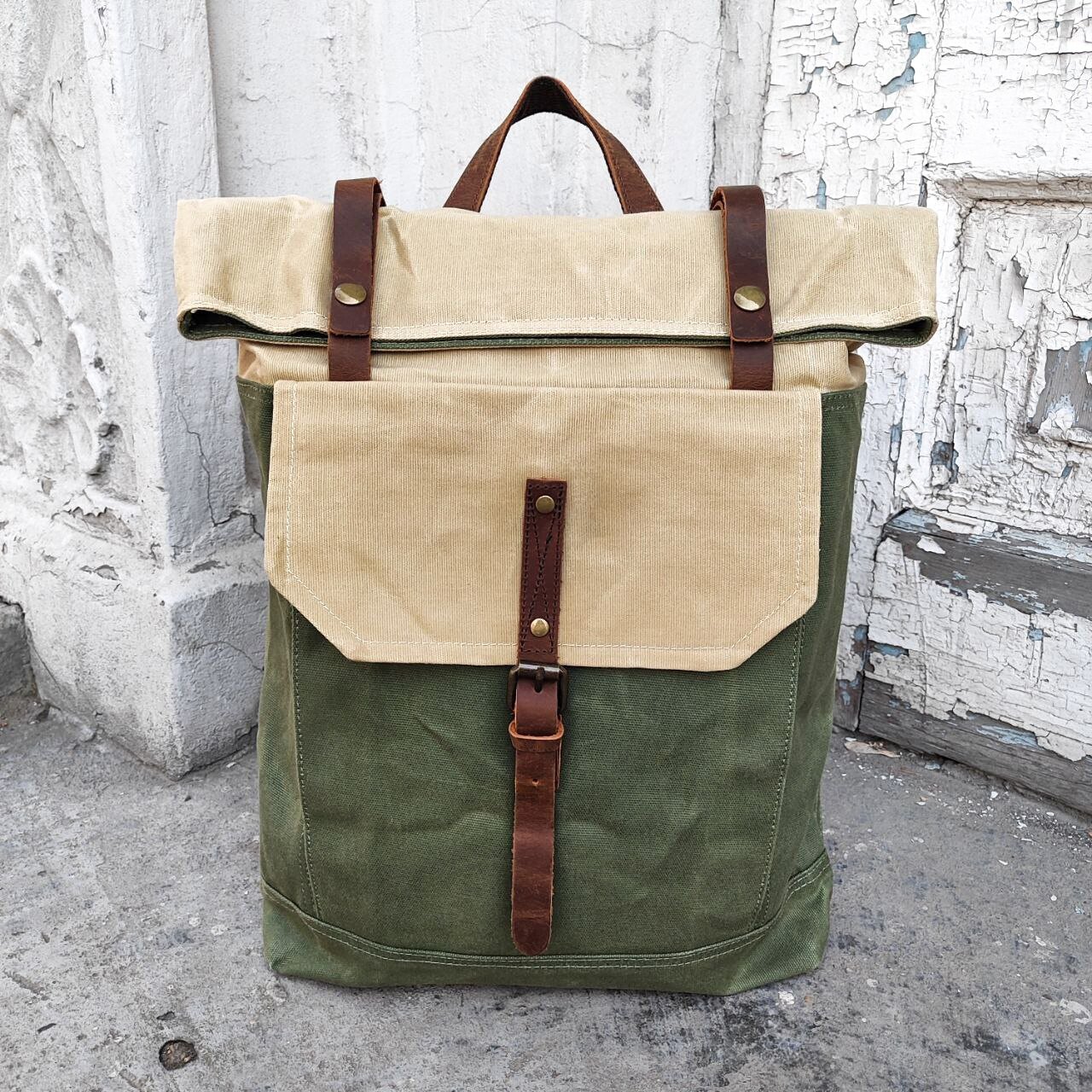 Рюкзак женский Orlen pack KS-03 бежевый зеленый