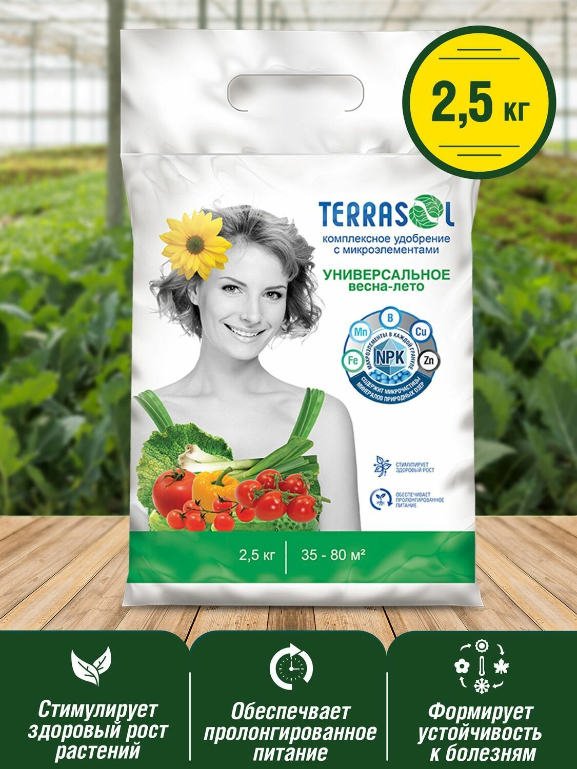 Удобрение сухое Террасол минеральное Весна Лето с микроэлементами 2 5 кг