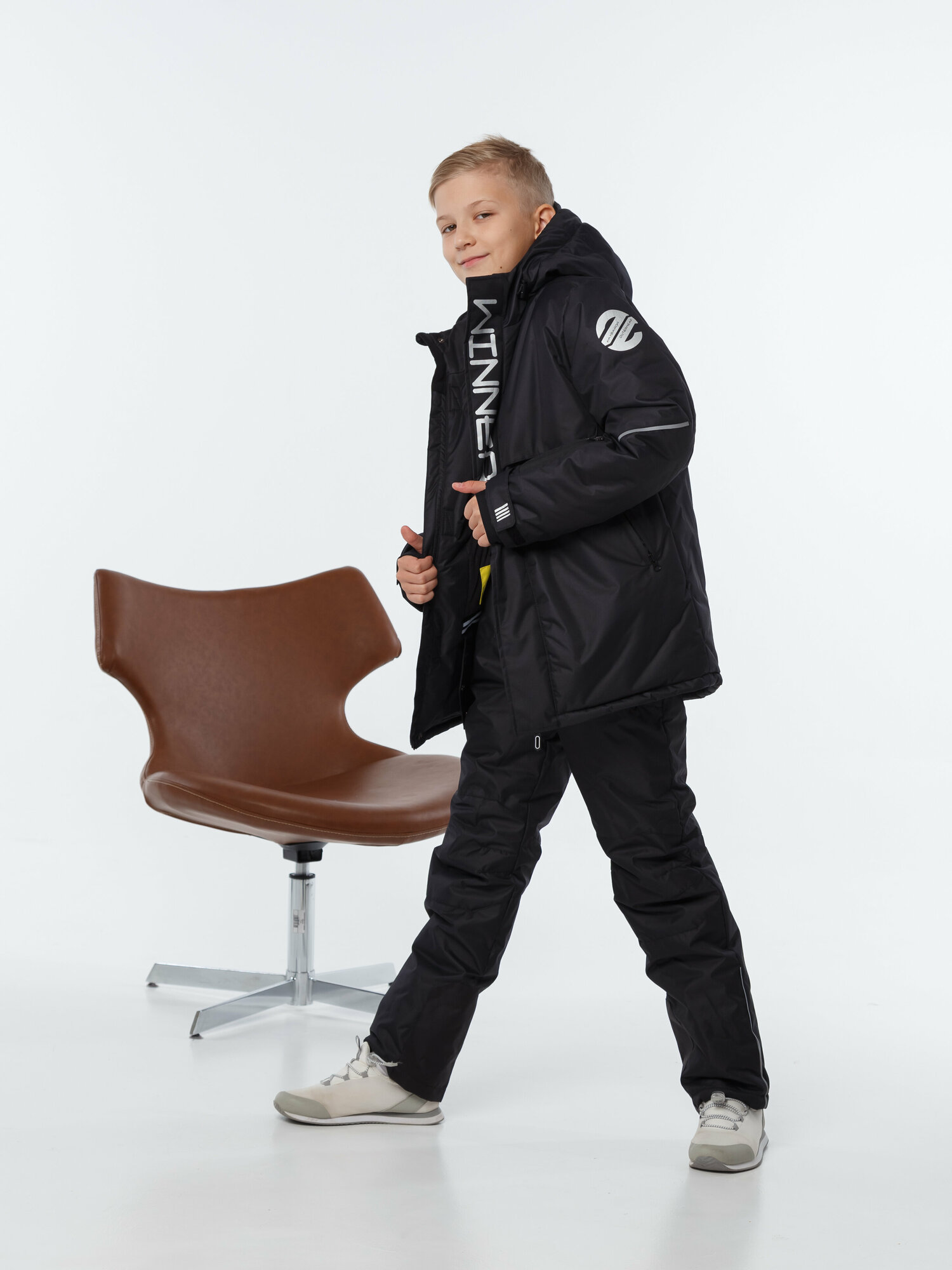 Зимний утепленный костюм куртка и брюки для мальчика синий черный KAYSAROW Блейк рост 146