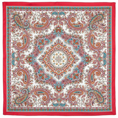 Платок Павловопосадская платочная мануфактура, 80х80 см, красный, голубой