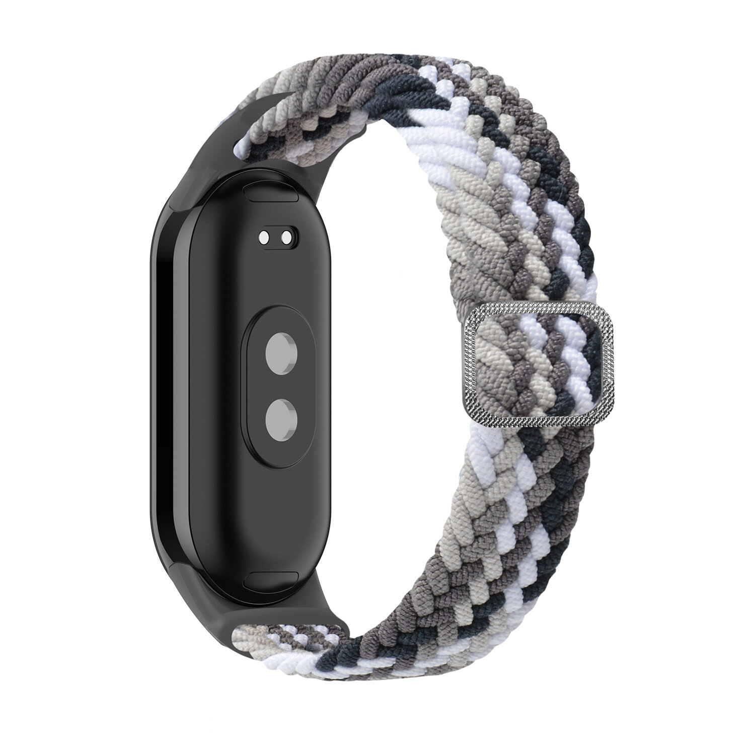 Ремешок плетеный нейлоновый для фитнес-браслета Xiaomi Smart Band 9 / 9 NFS / Xiaomi Smart Band 8, 16 черно-белый