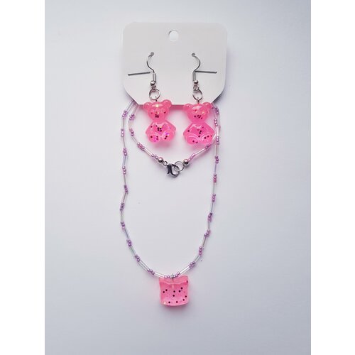 фото Комплект бижутерии: колье, подвеска, серьги, размер колье/цепочки 45 см, черный, оранжевый андрюшина е.в