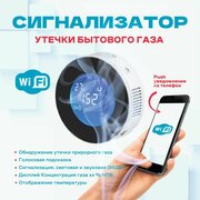 Сигнализатор с Wi-Fi, датчик утечки бытового газа с управлением клапана (метан, бутан, пропан)