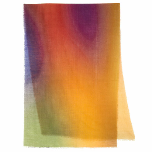 фото Палантин павловопосадская платочная мануфактура,230х80 см, зеленый, оранжевый