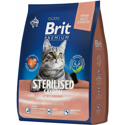 Brit Premium / Корм для стерилизованных кошек Sterilized Salmon Chicken с лососем и курицей 2кг 2 шт