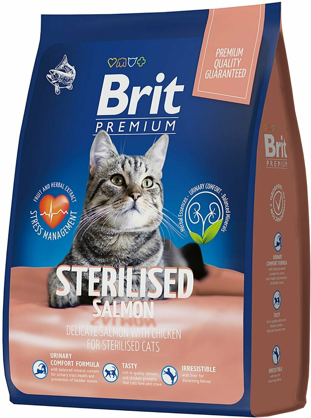 Brit Premium / Корм для стерилизованных кошек Brit Premium Sterilized Salmon Chicken с лососем и курицей 2кг 3 шт