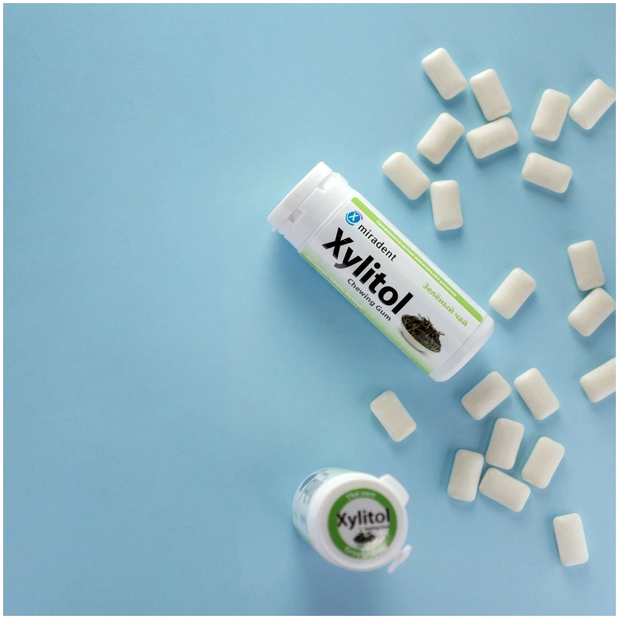 Жевательная резинка Miradent Xylitol Зеленый чай, 30 шт - фотография № 2