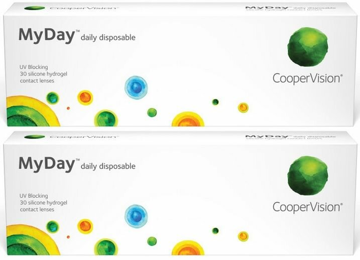 MyDay +6.00 / 14.2 / 8.4, 60 штук (2 пачки по 30 линз) контактные однодневные CooperVision My Day Daily Disposable КуперВижн Май Дэй Дэйли Диспозабл