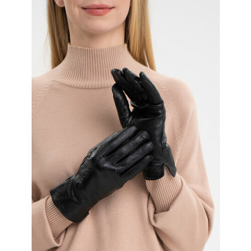 фото Перчатки , демисезон/зима, натуральная кожа, утепленные, размер 7, черный veniram shop