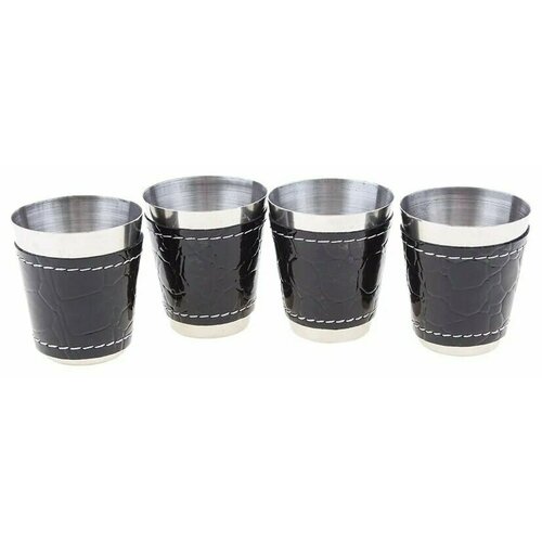 Набор рюмок с отделкой из экокожи, 4 шт × 30 мл, в черном чехле