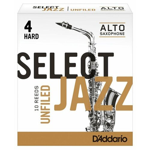 Rico RRS10ASX4H Select Jazz Unfiled Трости для саксофона альт, размер 4, жесткие (Hard), 10 шт select jazz unfiled трости для саксофона альт размер 4 средние medium 10шт rico rrs10asx4m