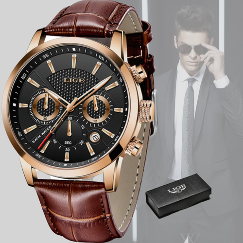 фото Наручные часы lige мужские деловые водостойкие/ часы кварцевые/ подарок, черный