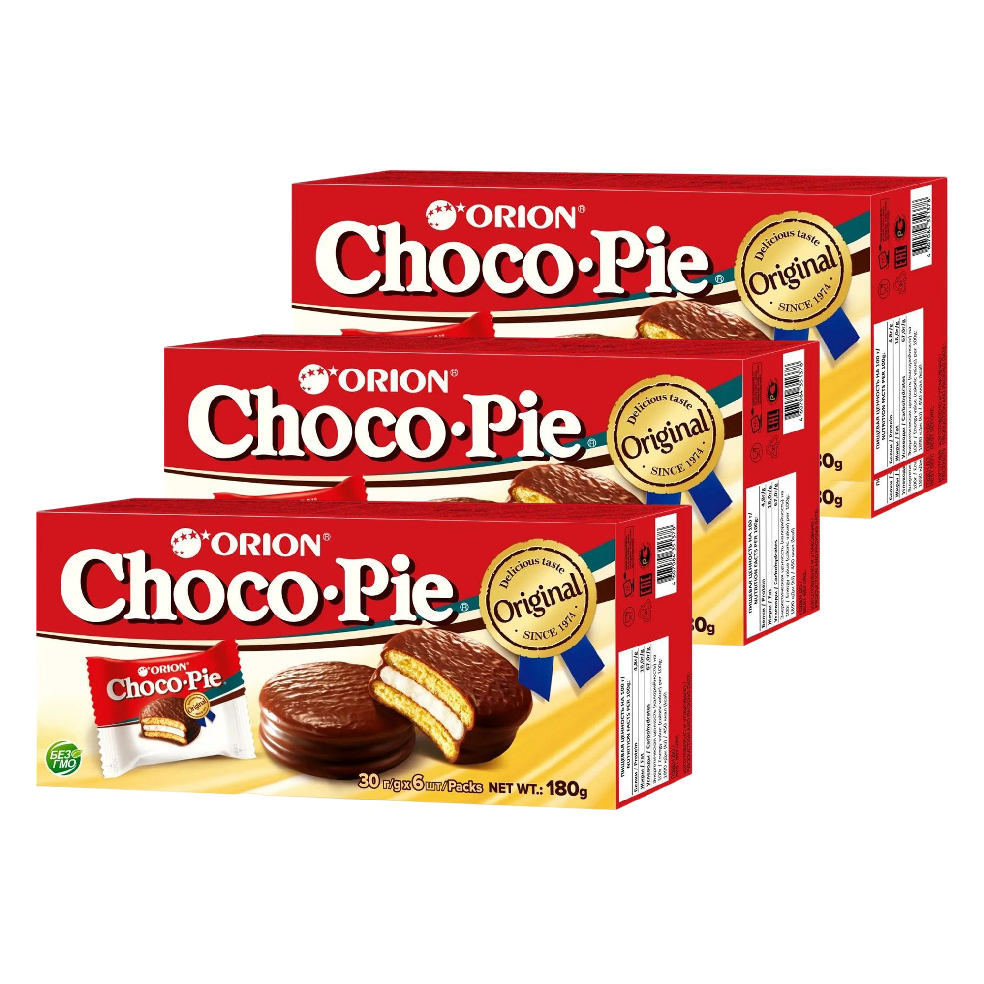 Печенье Orion Choco Pie Original, 3 шт по 180 г - фотография № 2