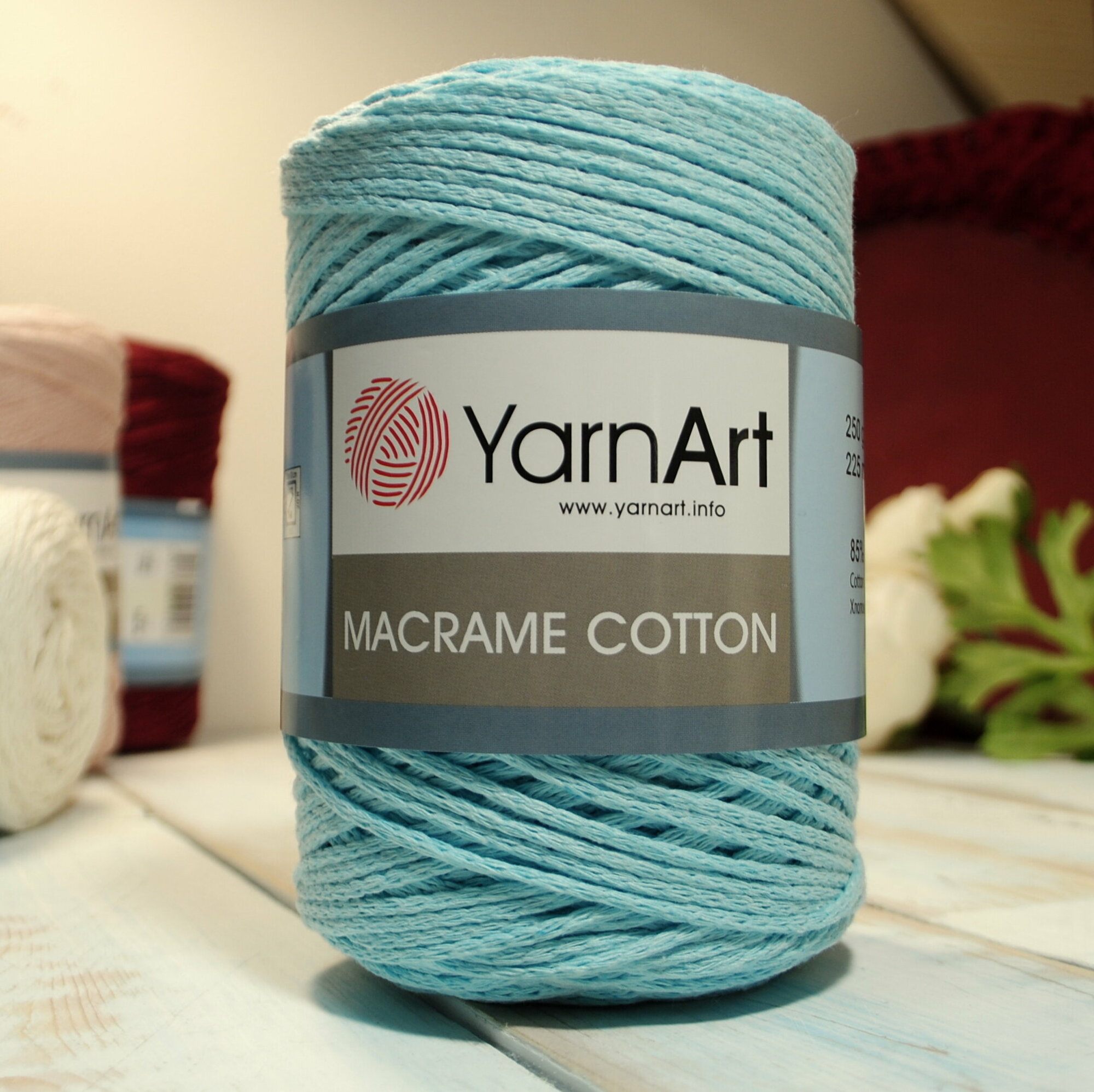 Пряжа YarnArt Macrame Cotton, 85 % хлопок, 15 % полиэстер, 250 г, 225 м, 1 шт, 792 мятный