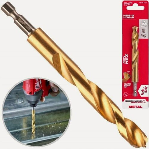 Изображение товара Сверло по металлу Milwaukee RedHEX HSS-G TiN