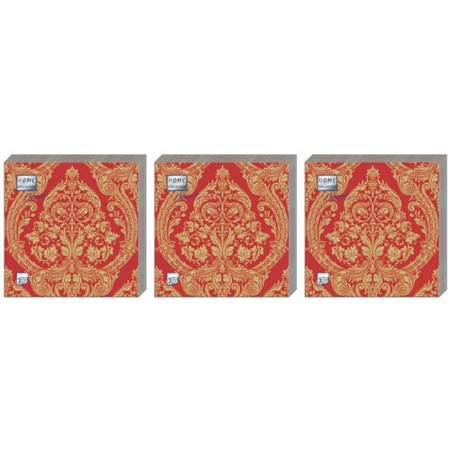 Home Collection Салфетки Classic, 3 слоя, 33 х 33 см, Royal (золото) на красном 2, 3 уп