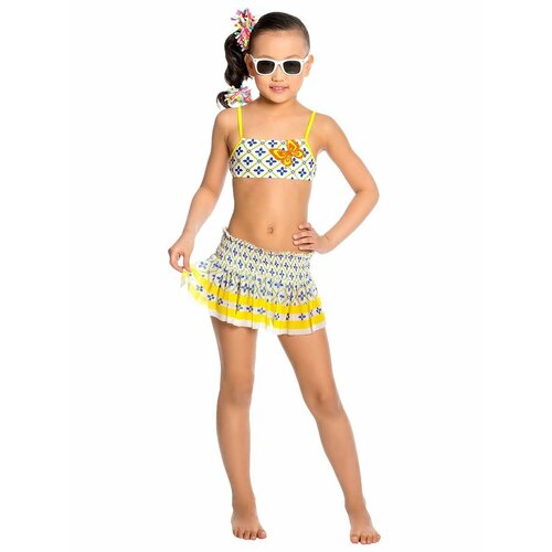 фото Купальник arina, размер 116-122, желтый, синий