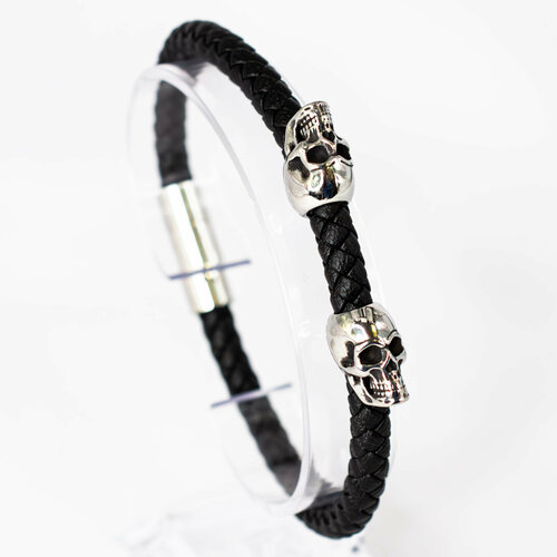 фото Плетеный браслет браслет с черепами, 1 шт., размер 22 см, черный zloster