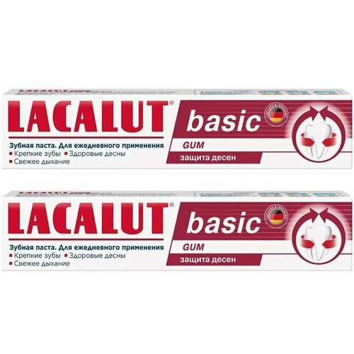 Lacalut Зубная паста Basic gum, 75 мл, 2 шт lacalut зубная паста basic gum для защиты десен 75 мл lacalut зубные пасты