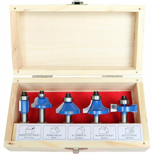 woodwork cutter tool 45 degree shank bearing flush trim router bit milling woodwork cutter hand tool portable woodworking cutter Набор фрез Диолд 5x8 H, (5 шт, диаметр хвостовика 8 мм)