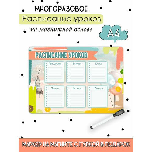 Расписание настенное уроков на магнитной основе А4 385₽