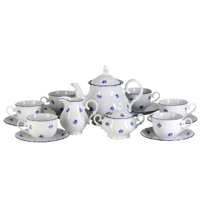 фото Чайный сервиз на 6 персон 15 предметов Thun "Офелия /Мелкие синие цветы" / 232269