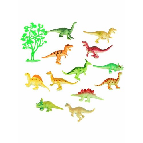 фото Игрушка пластизоль играем вместе динозавры+дерево, 12шт/пакет