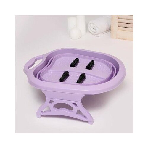 Массажная ванночка для ног роликовая складная / Массажер для ног, ступней фиолетовая