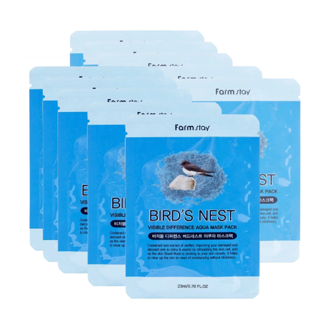 Маска тканевая с ласточкиным гнездом FARMSTAY Visible Difference Mask Sheet Bird's Nest 23ml*10шт.