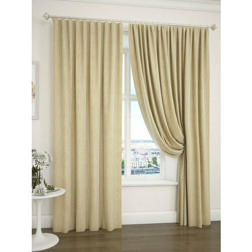 Штора портьерная ARCO DORO шенилл, светло-бежевый, 200х260