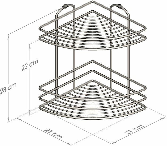 Полка в ванную Tekno-tel BK022SSM угловая 2 яруса нержавеющая сталь матовый