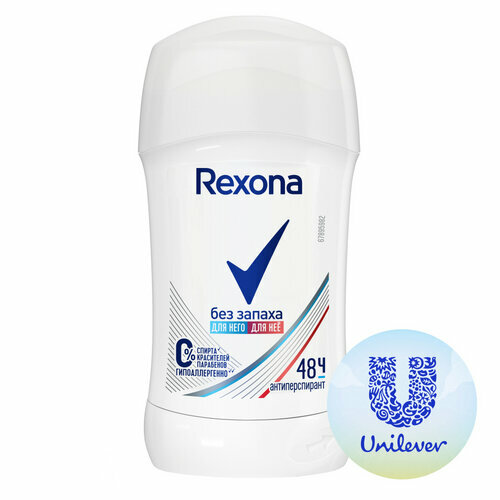 Антиперспирант карандаш REXONA Без запаха, 40 мл