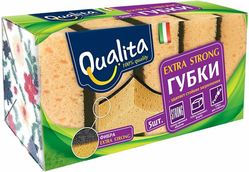 Губки кухонные Qualita , EXTRA STRONG, 5 шт.