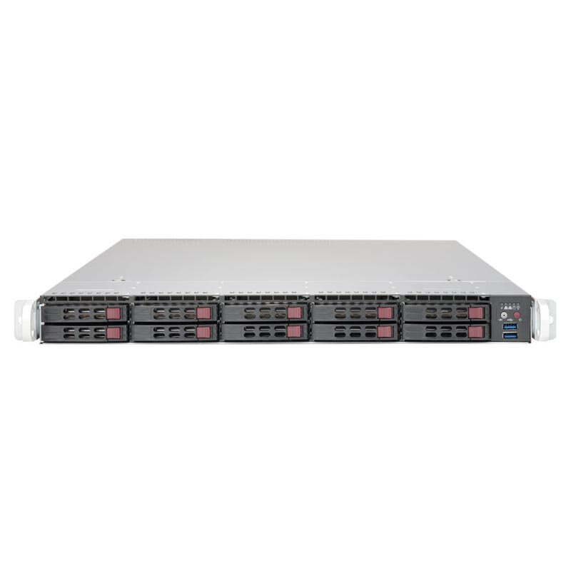 Сервер Supermicro SuperServer 1019P-WTR без процессора/без ОЗУ/без накопителей/количество отсеков 25" hot swap: 10/2 x 500 Вт/LAN 10 Гбит/c