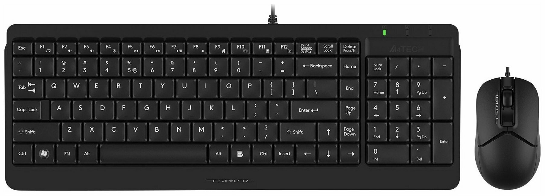 Клавиатура + мышь A4Tech Fstyler F1512 клавиатура черная мышь черная USB
