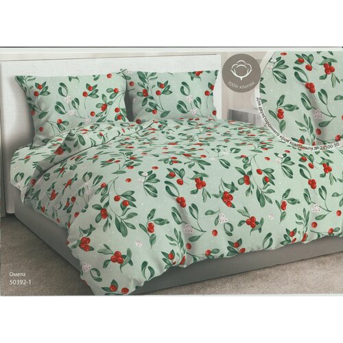 Комплект постельного белья Ворожея снов (омела), евро размер с простыней 220х250, Перкаль, наволочки 70x70