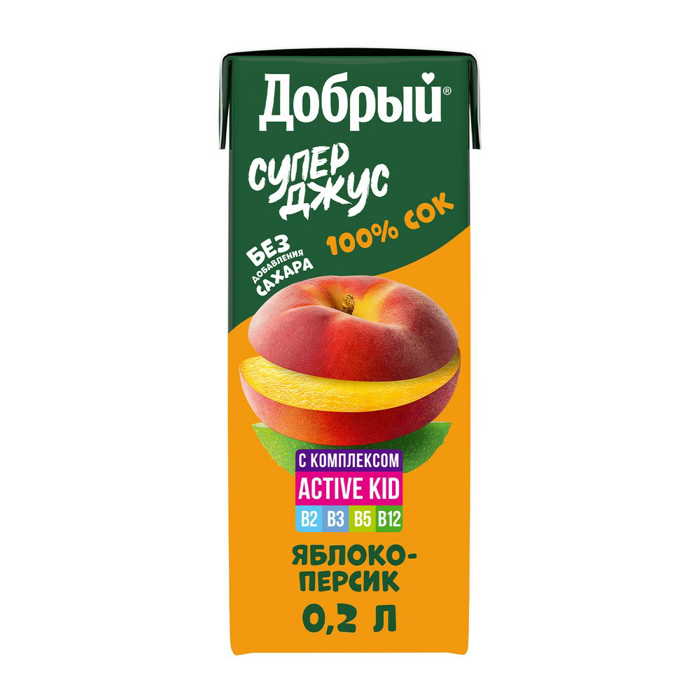 Сок детский Добрый Для детей Яблоко-Персик мякотью, с 5 месяцев - фото №3