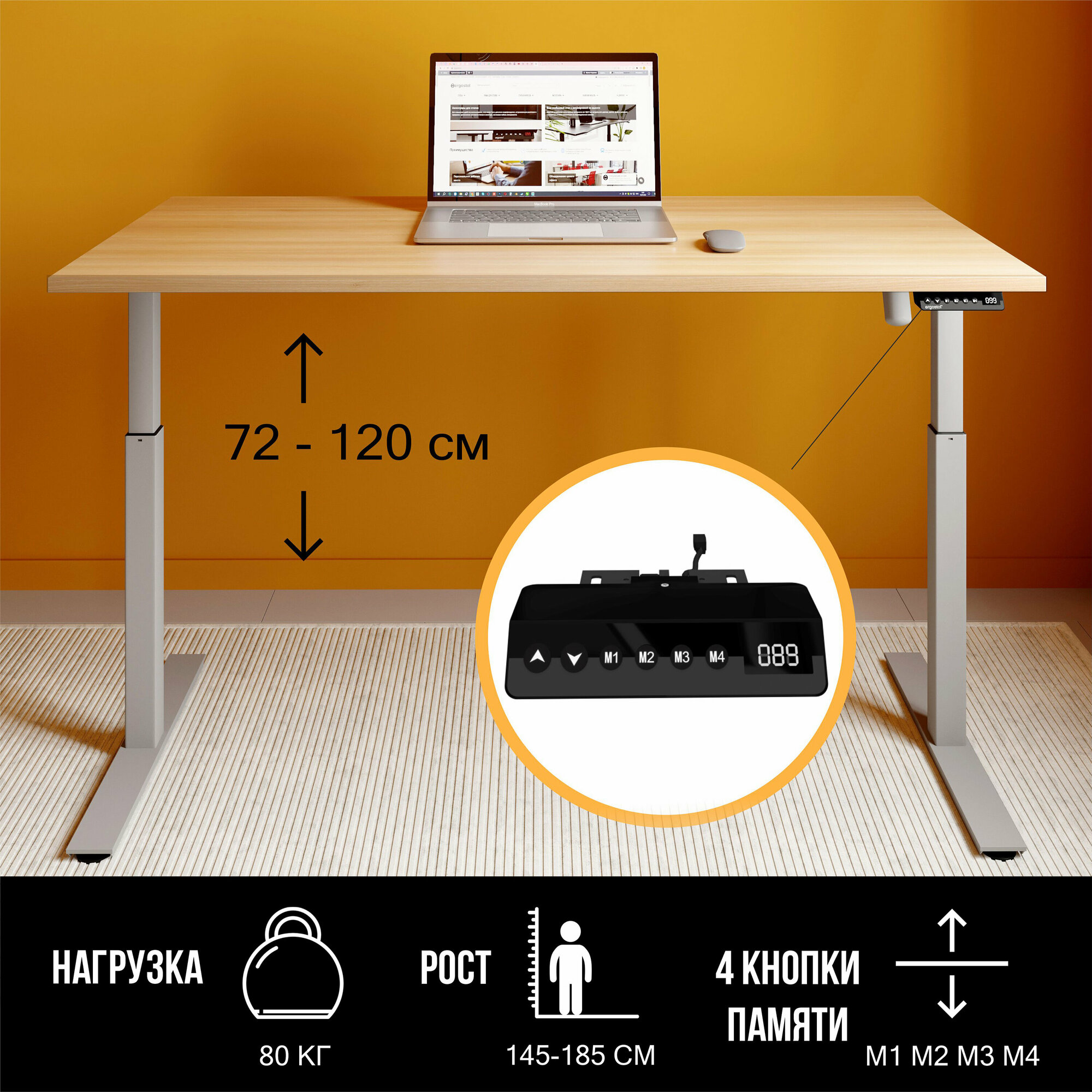 фото Стол компьютерный регулируемый по высоте Ergostol Start