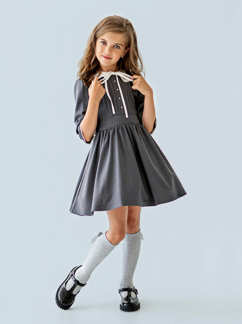 Школьное платье Ole!Twice, размер 128, серый