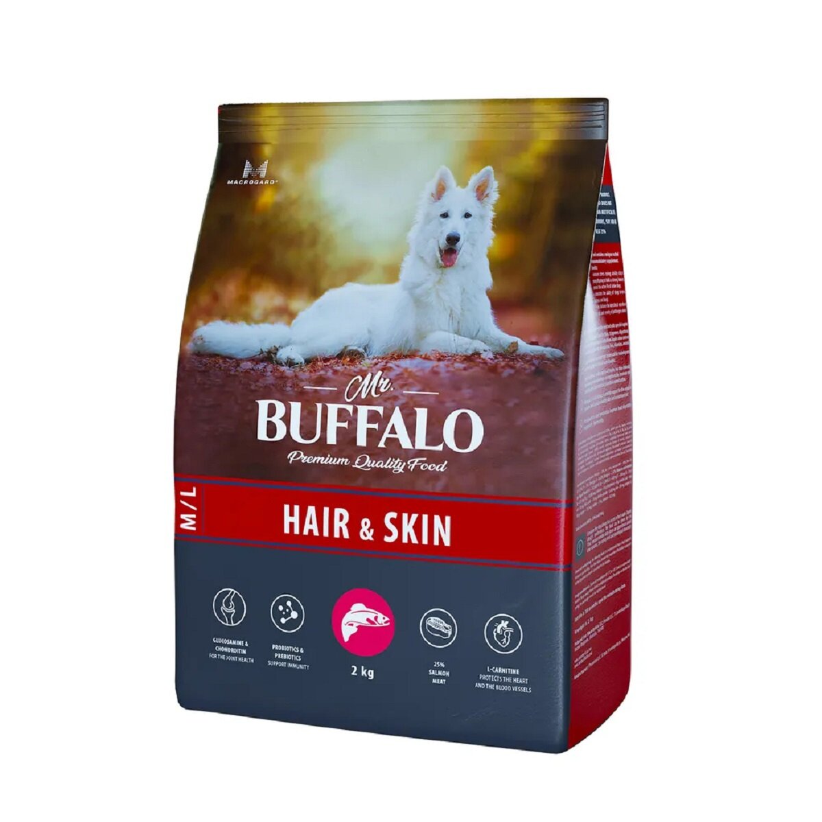 Mr.Buffalo HAIR & SKIN сухой для собак средних и крупных пород Лосось 2кг