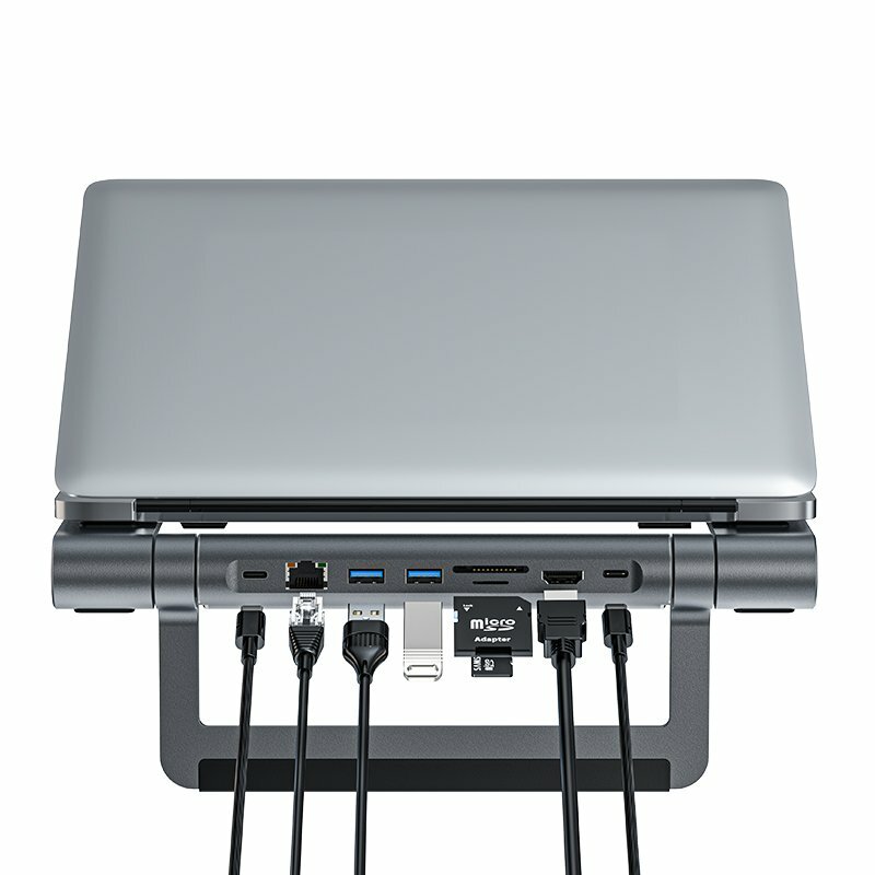 Подставка-хаб для ноутбука ACEFAST E5 PLUS USB-C (2 - USB-A, HDMI, RJ45, 2-USB-C PD) многофункциональная — фото 8