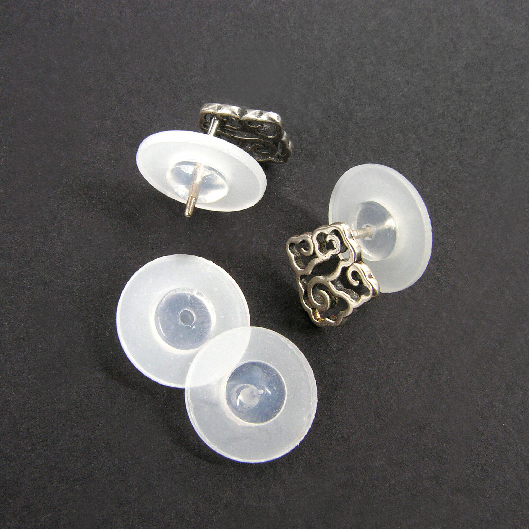 фото Застежки для сережек 12х4 мм (4 шт) комбинированные широкие, заглушки для пусет, гвоздиков