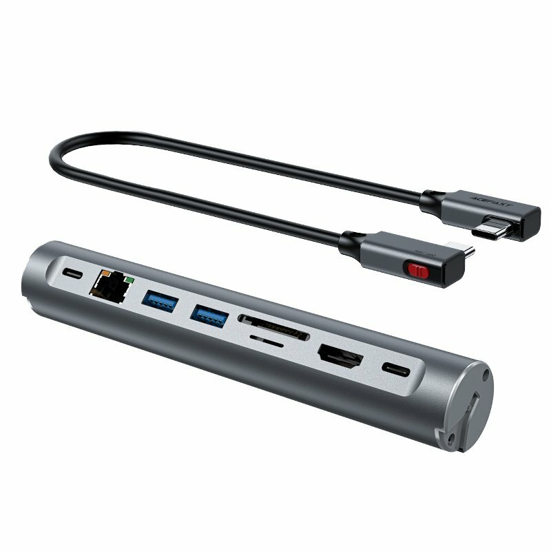 Подставка-хаб для ноутбука ACEFAST E5 PLUS USB-C (2 - USB-A, HDMI, RJ45, 2-USB-C PD) многофункциональная — фото 4
