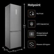 Двухкамерный холодильник Hotpoint HT 7201I MX O3, No Frost, серебристый