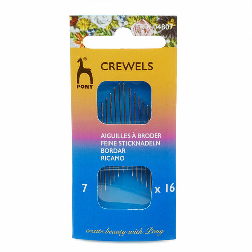 Иглы ручные для вышивания и шитья Crewels № 7, 16шт, PONY